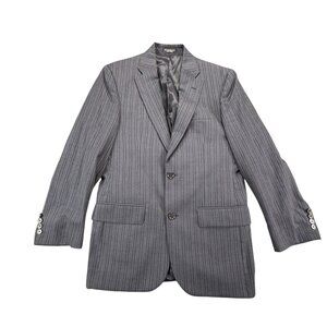 John Varvatos USA Blazer Size 36R Gray White Striped Wool 120s Jacket Sullivan